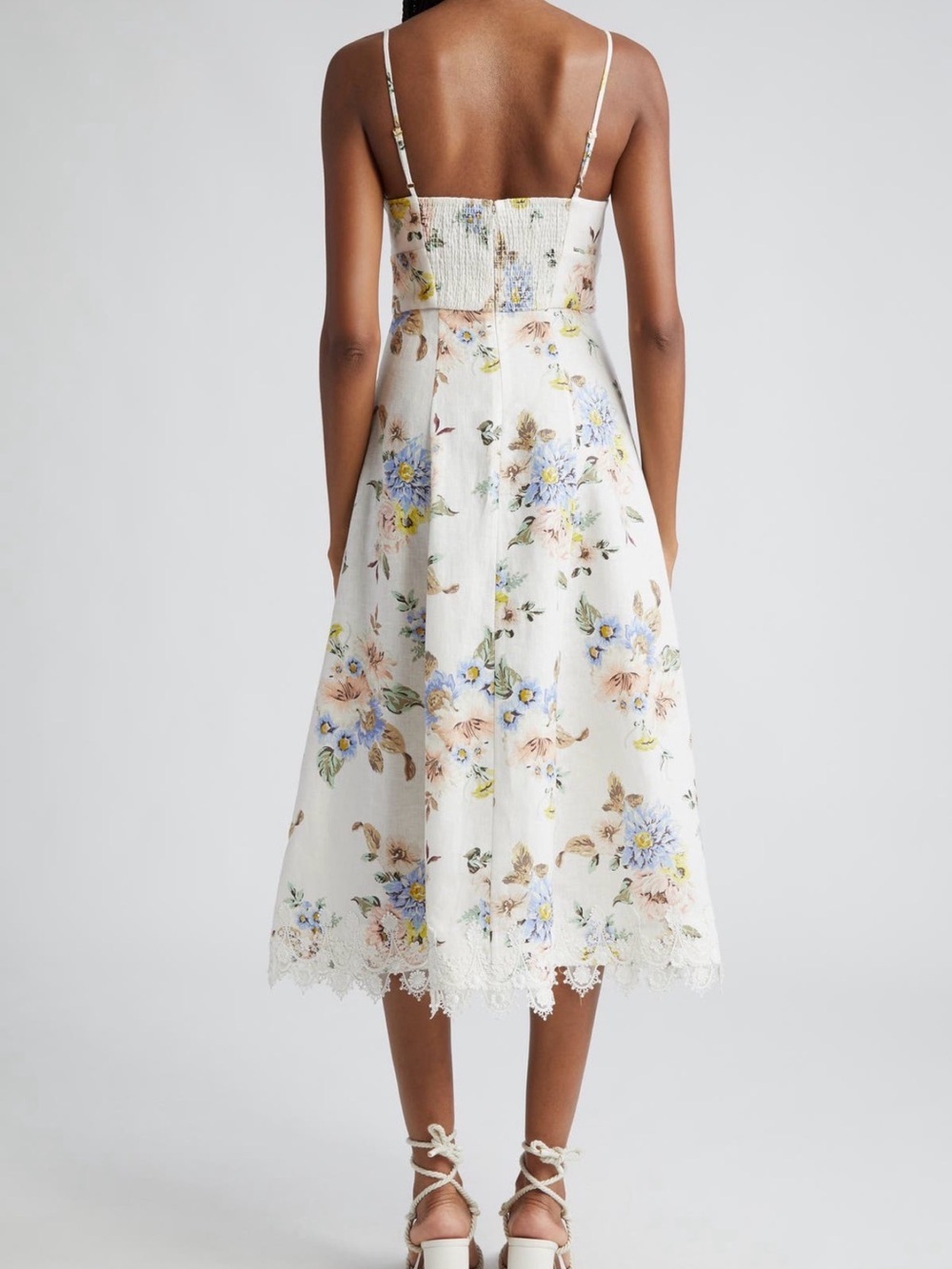 Zimmermann White Floral Lace-Trim Linen Dress - Picture 2 of 8